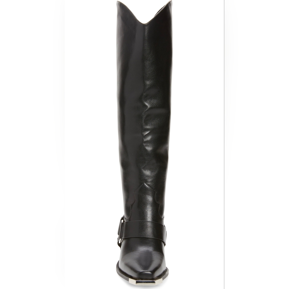 NIB Azelea Wang Lincoln Black Knee-High Harness Riding Boots - Picture 5 of 8